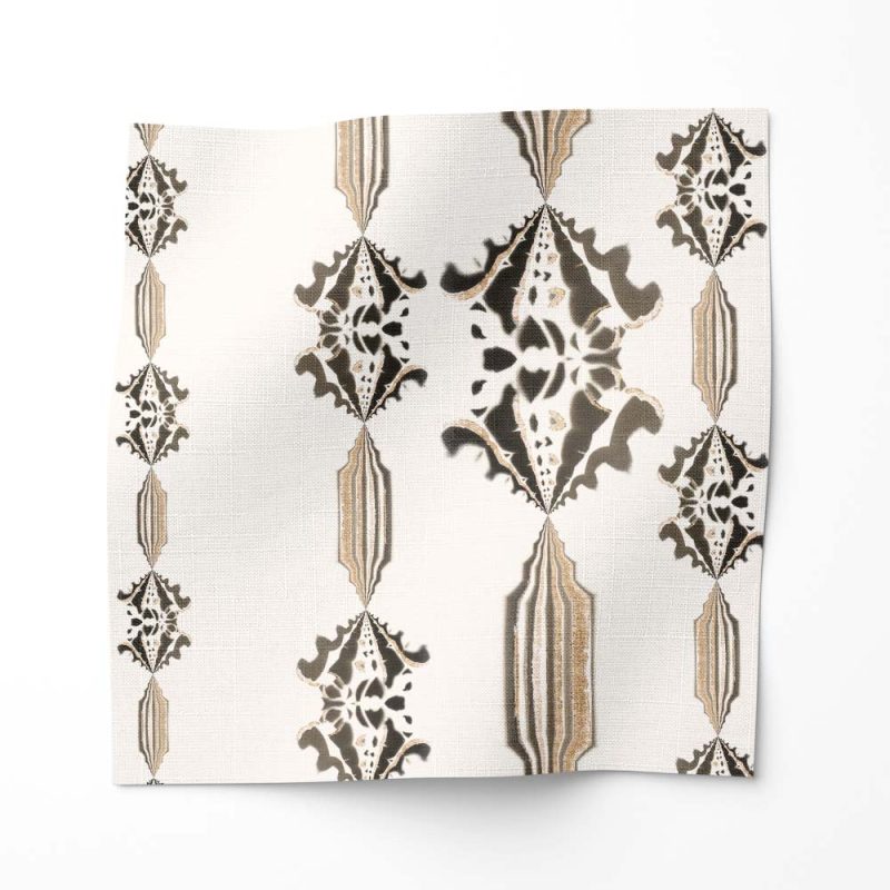 Charlie gray and white striped floral fabric by pearl and maude, swatch