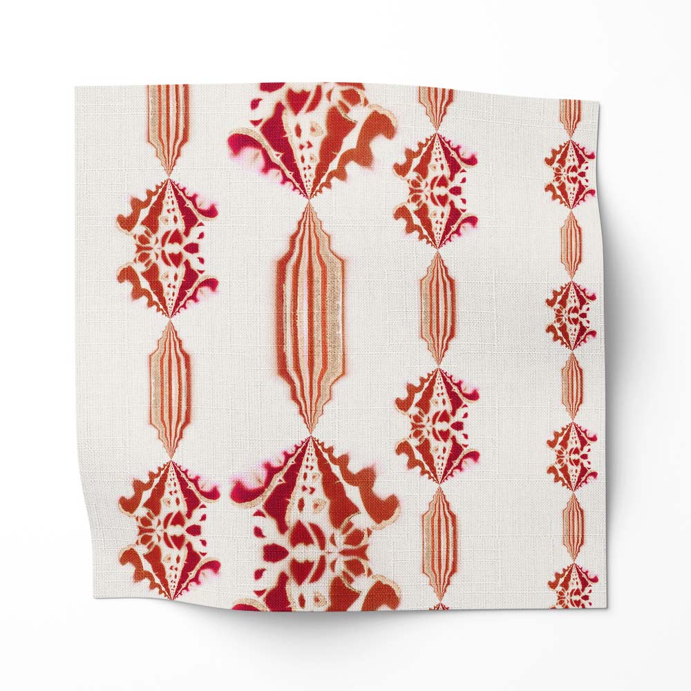 Charlie red and white striped floral fabric by pearl and maude