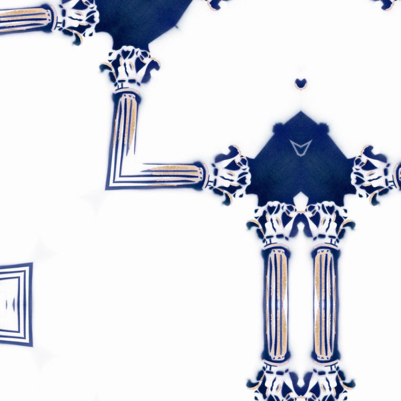 Dido Sapphire Navy Blue White Chinoiserie Lattice Pattern Detail Pearl and Maude