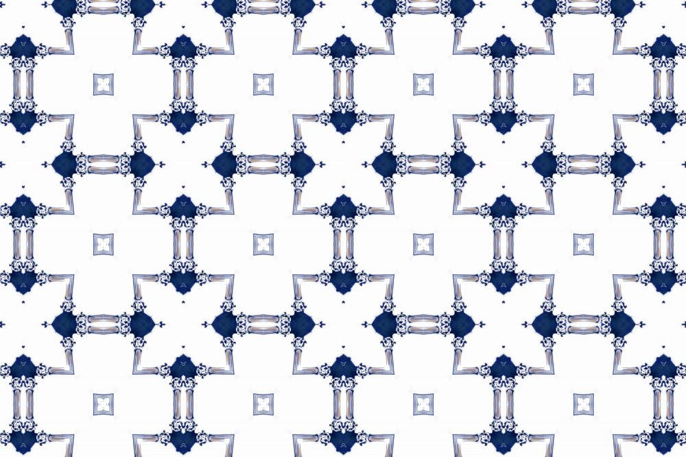 Dido Sapphire Navy Blue White Chinoiserie Lattice Pattern Pearl and Maude Medium