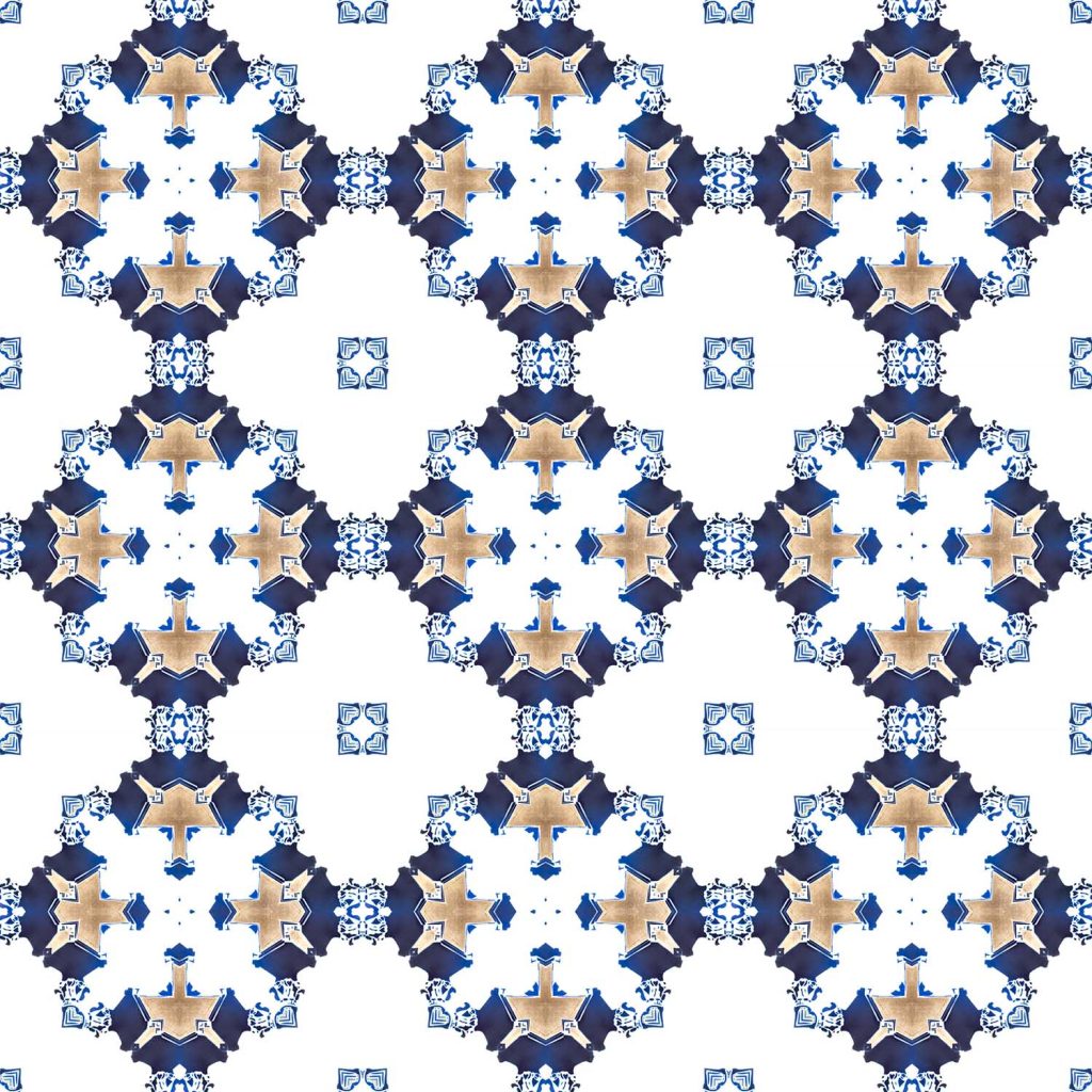 Eva • Sapphire Modern Art Deco Wallpaper, Clay Coated