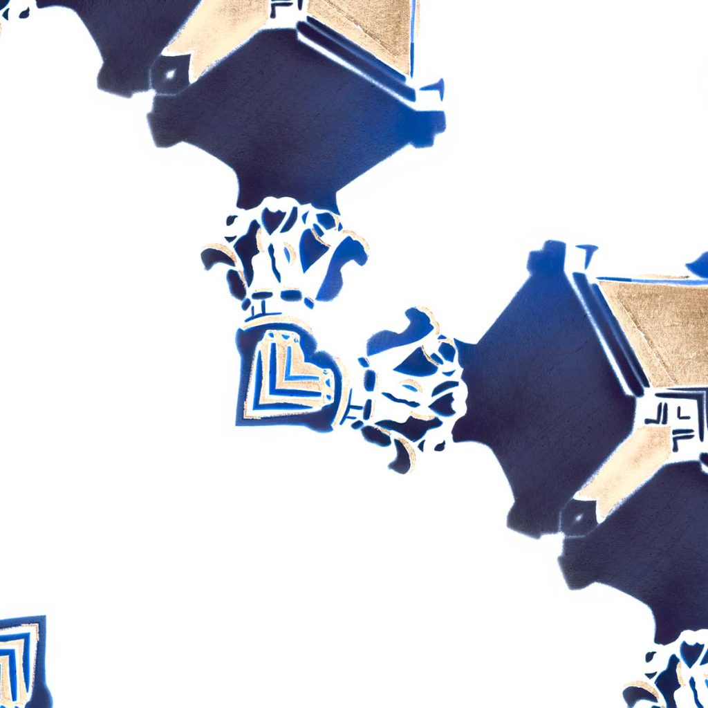 Eva • Sapphire Modern Art Deco Wallpaper, Clay Coated