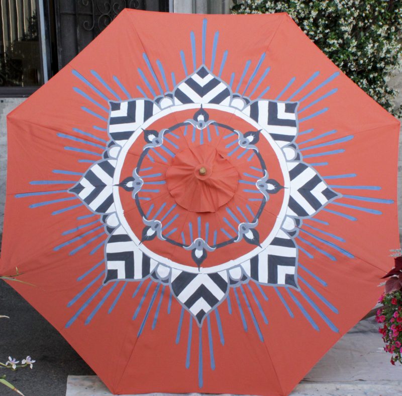 custom orange and grey garden umbrella