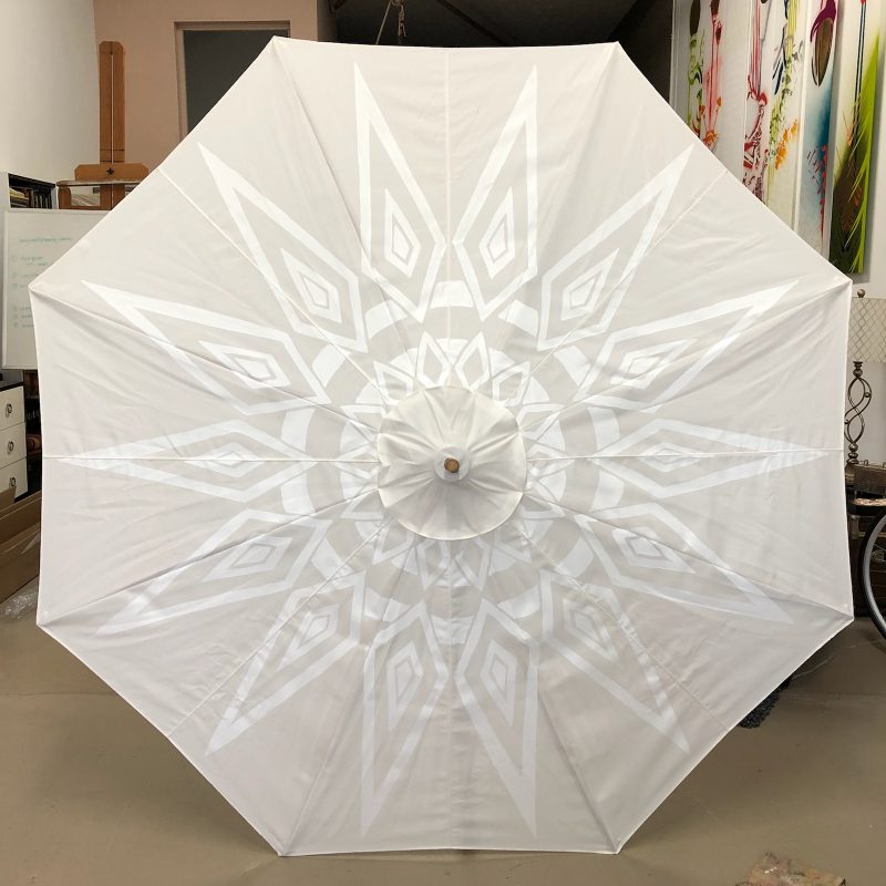 custom white on white garden umbrella