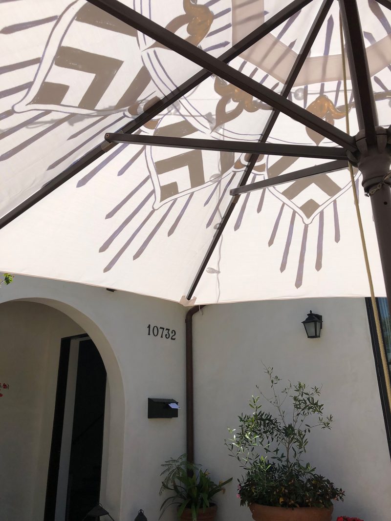 underside of a custom patio umbrella by pearl and maude