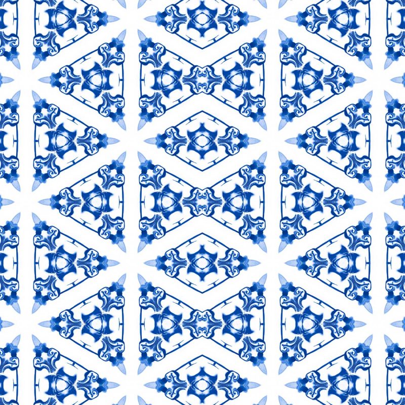 Bunsen blue and white trellis chinoiserie pattern fabric and wallpaper by Pearl and Maude