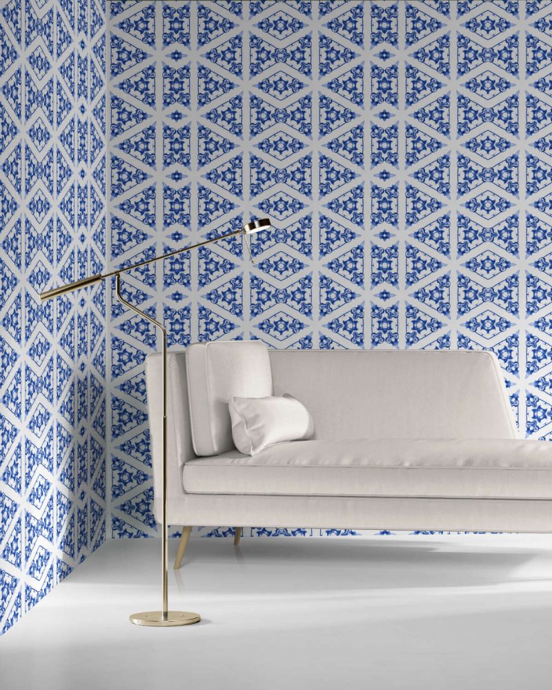 bunsen cobal chinese pottery inspired wallpaper by pearl and maude