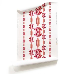 Charlie Ruby Red Floral Stripe Wallpaper Roll _Classic Matte_Pearl and Maude