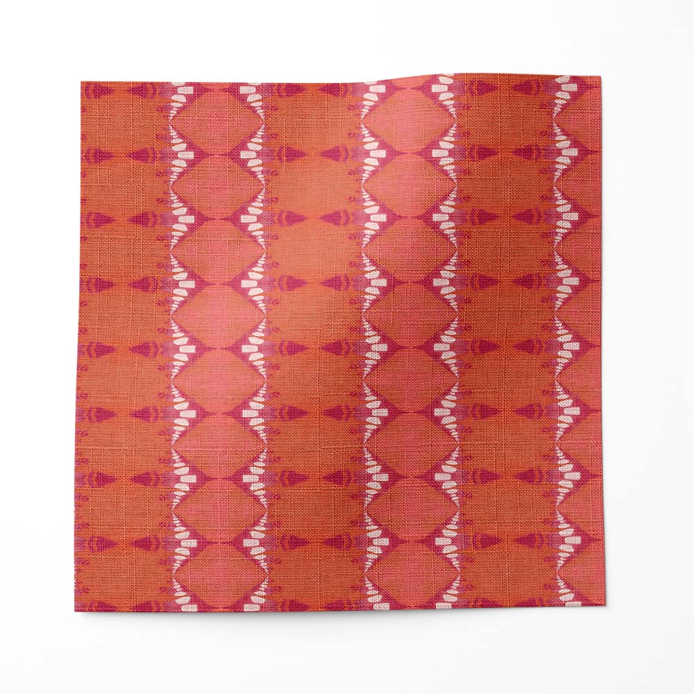Evelyn salmon and magenta stripe linen fabric by pearl and maude
