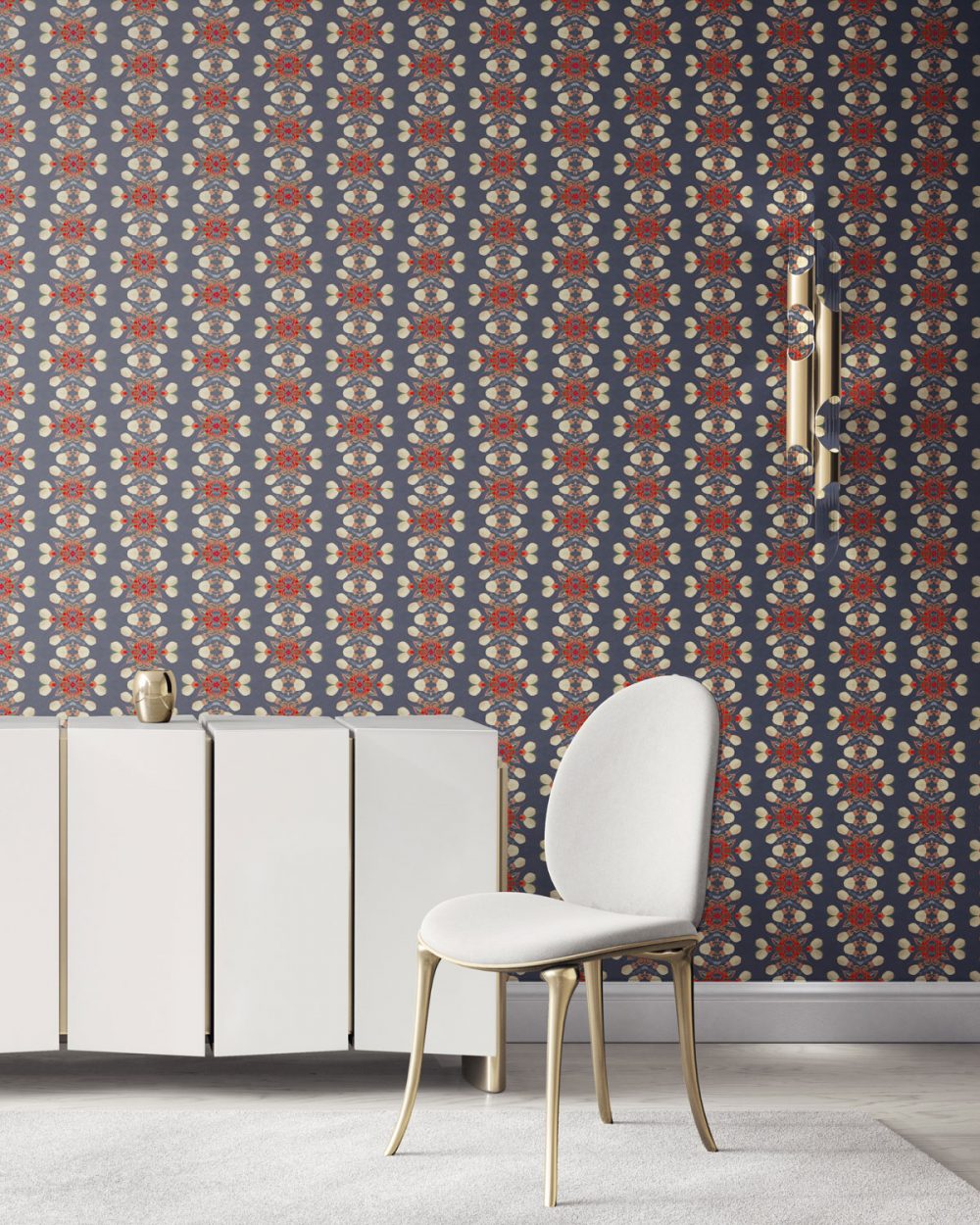 is an artisanal wallpaper for luxury interiors. , Arabella in grey and red is an artisanal wallpaper created for luxury interiors. It's the perfect wallcovering for bold, masculine and sophisticated environments. Vellum wallpaper comes untrimmed. Standard wallpaper comes pre-pasted.
