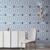 Fern in cobalt blue and white is a feminine, organic artisanal wallpaper designed in Los Angeles. Design - Fern by Pearl and Maude. Vellum wallpaper comes untrimmed. Standard wallpaper comes pre-pasted.