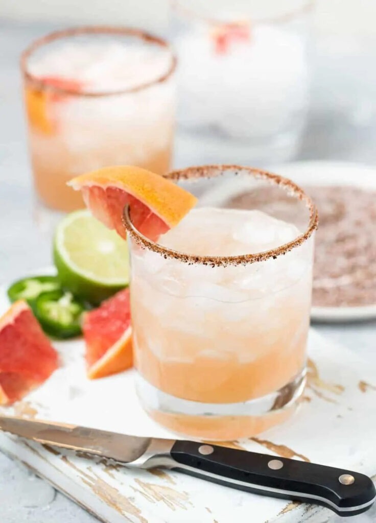 cool off with pretty and spicy jalapeno paloma cocktails