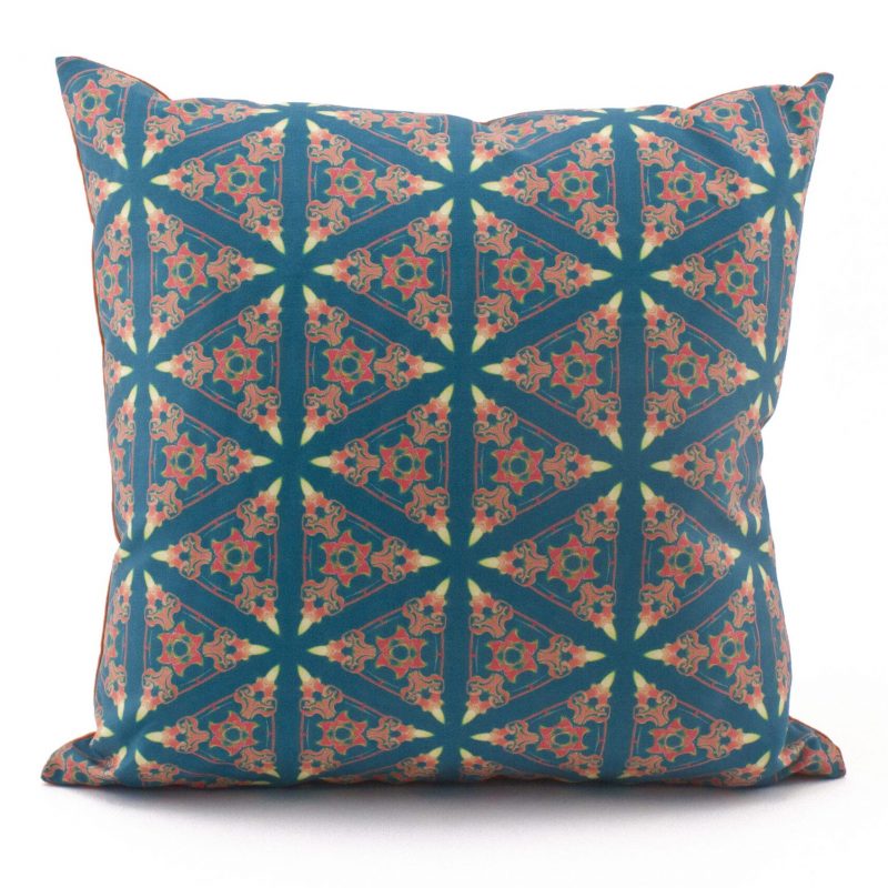 Bunsen blue coral throw pillow cover patterned front