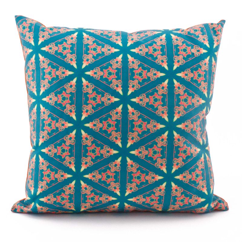 Bunsen blue coral throw pillow cover patterned front