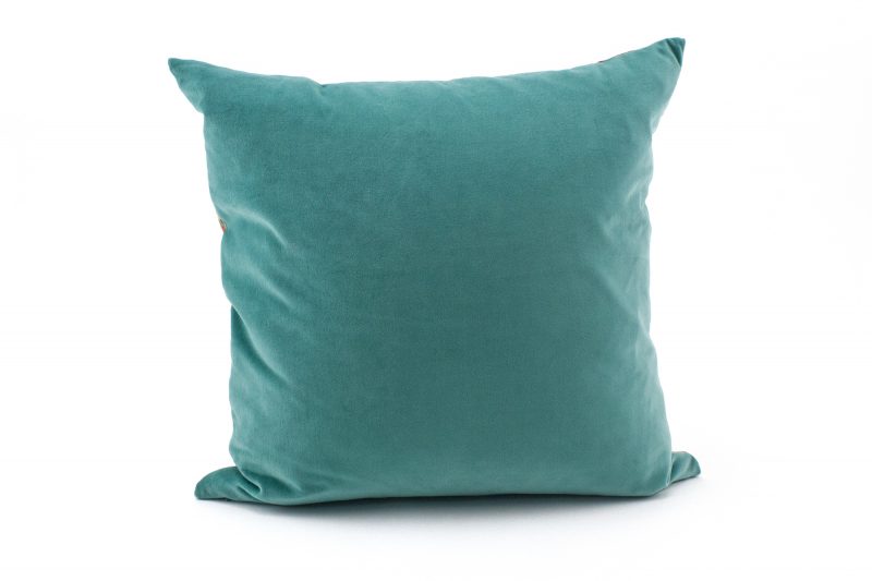 Carmen turquoise, coral throw pillow velvet back