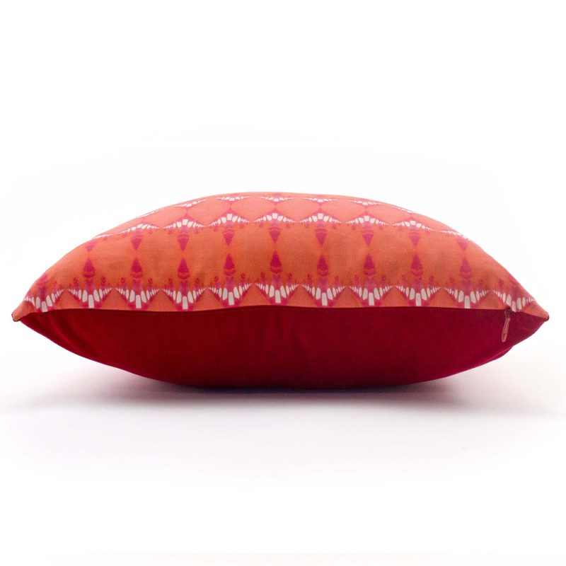 Evelyn salmon magenta pillow cover side