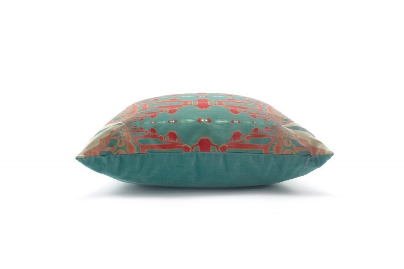 Itzel turquoise coral throw pillow side