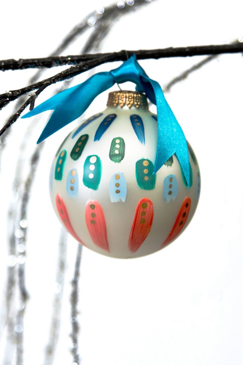 beautiful blue green hand painted christmas ornament for christmas trees