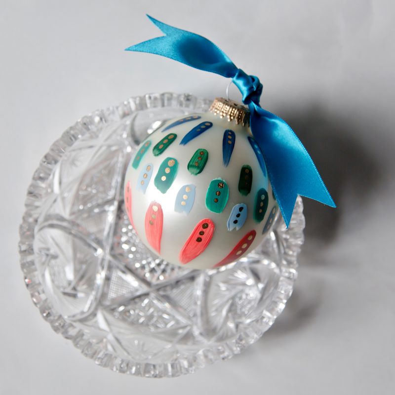beautiful blue green hand painted christmas ornament
