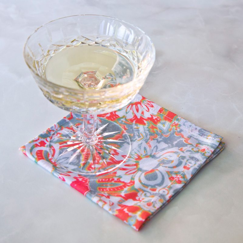 carmen fabric cocktail napkin set with champagne
