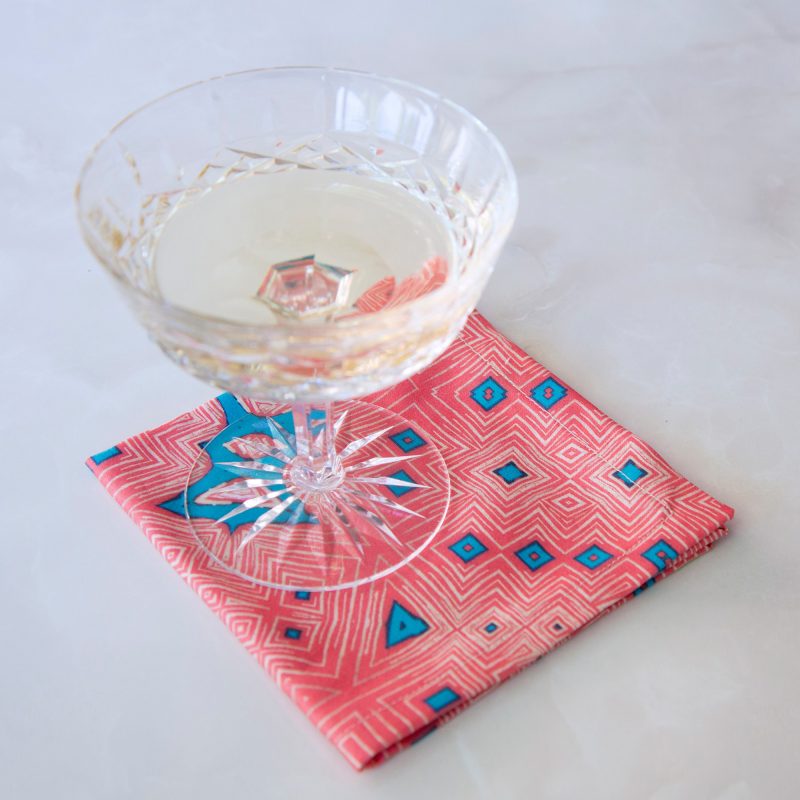 ero fabric cocktail napkin set with champagne glass