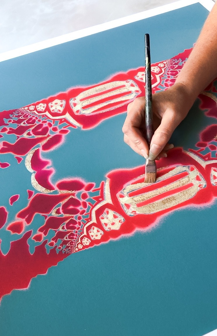 hand painting embellishments on a print