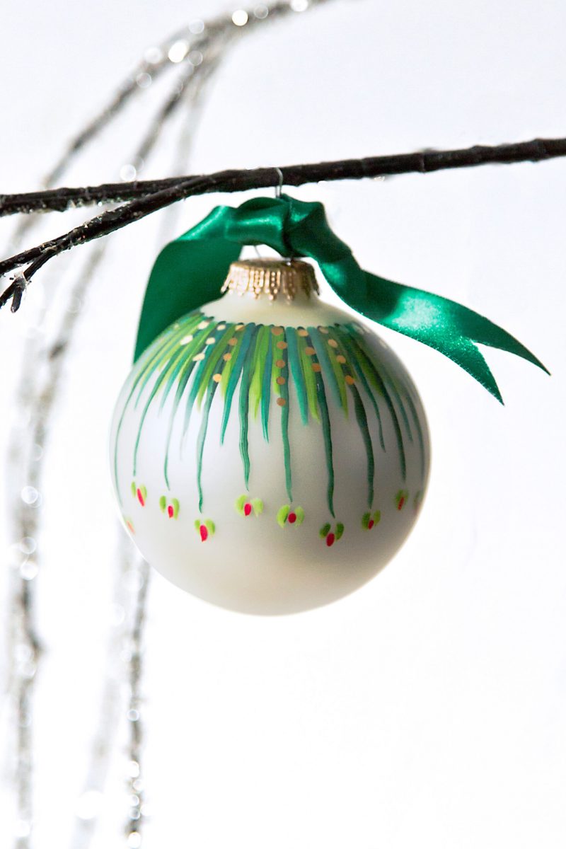 beautiful green hand painted christmas ornament for christmas trees