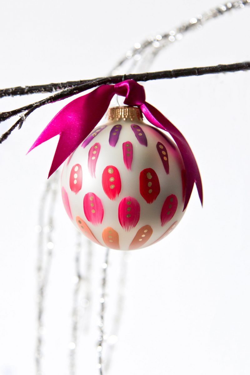 beautiful magenta hand painted christmas ornament for christmas trees
