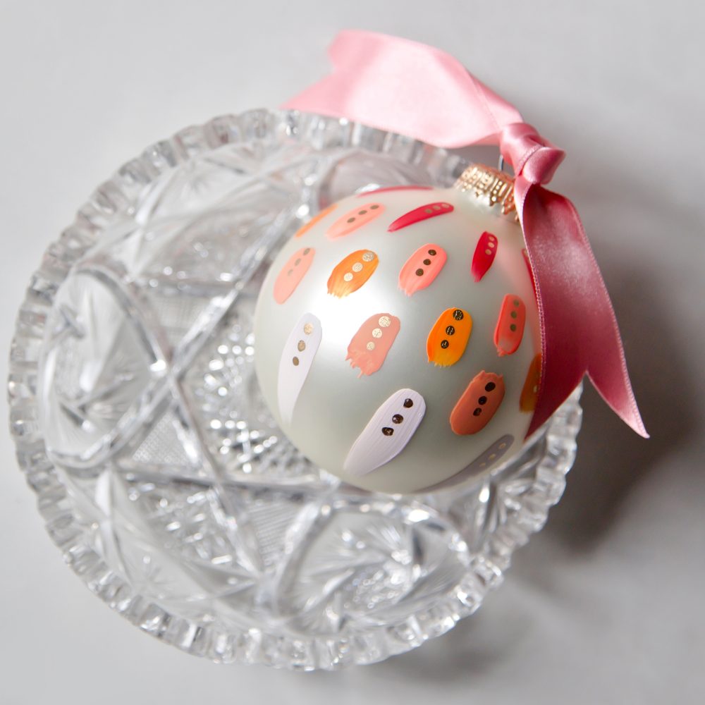 beautiful pink hand painted christmas ornament