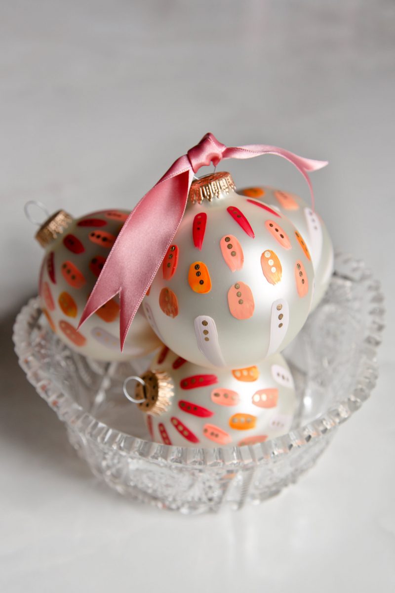 beautiful pink hand painted christmas ornament for colorful holiday decor