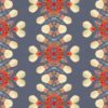 Arabella is a square, grey and red art print of shimmering, dancing stripes. Look closely and you'll notice urban street lights dancing in her design.