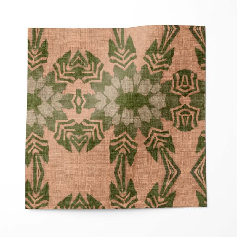 Artemis dark clay, botanical patterned linen fabric by Pearl & Maude