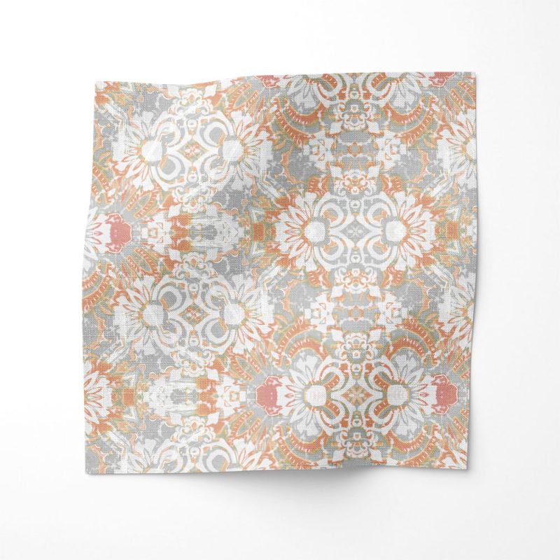 Carmen inlay apricot floral linen fabric by Pearl & Maude
