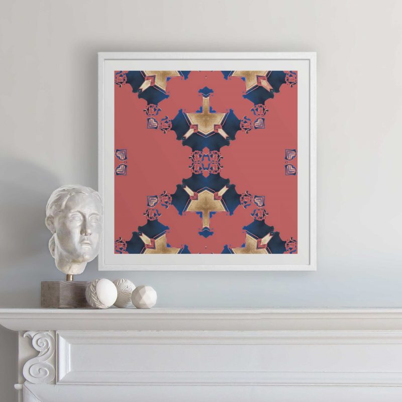 Eva Art Deco Art Print in Pink and Navy Blue by Pearl and Maude