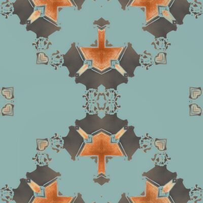 Eva is a square, blue and grey art print. The design was inspired by Art Deco architecture.