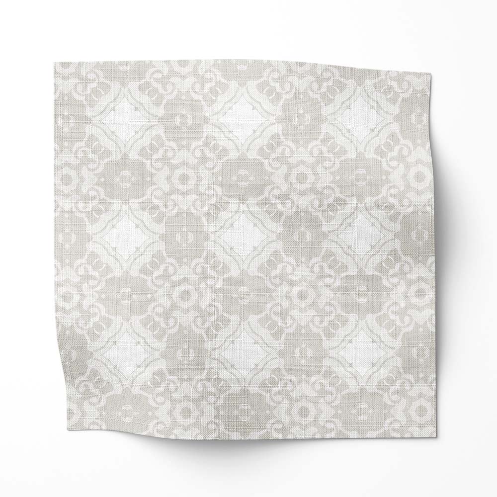 Alexandria traditional medallion fabric in grey on Belgian linen by Pearl & Maude