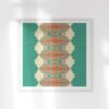 Porter-Coral-Turquoise-Cream-Abstract-Stripe-Art-Print-by-Pearl-and-Maude A coral, peach and turquoise art print in a psychedelic stripe.