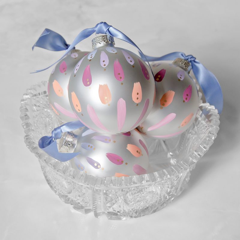 Clear Dawn hand painted glass ornaments in a cluster for christmas decorations