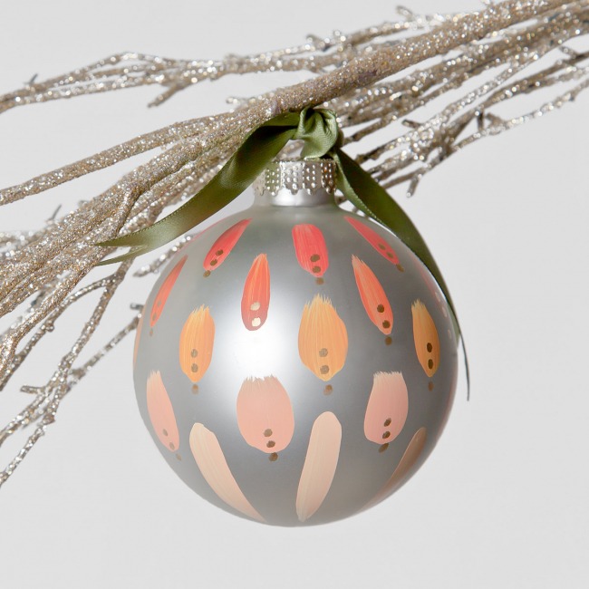 Christmas ornament earthen hearth hand painted ornament with brush strokes of warm earthy hues