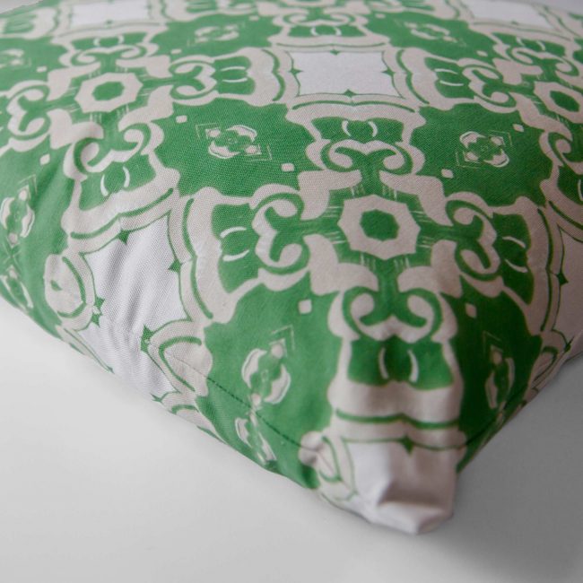 Alexandria Moss Green Medallion Pillow Cover detail with hidden zipper