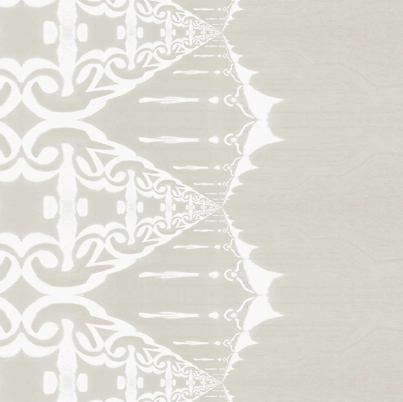 Elizabeth taupe and white ornate stripe wallpaper detail