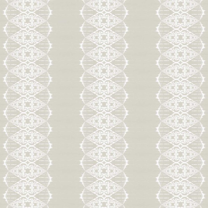 Elizabeth taupe and white ornate stripe wallpaper pattern