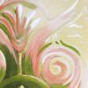detail view - "Dissipate" is a pink, olive green and cream colored painting of a classical architectural detail by Teale Hatheway