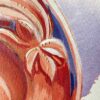 detail view - "Furl" is a coral orange, lavender, and cream colored painting of a classical architectural detail by Teale Hatheway