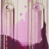detail view - "Reflection" is a magenta, pink, sepia, and cream colored painting of a classical architectural detail by Teale Hatheway