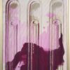 framed view - "Reflection" is a magenta, pink, sepia, and cream colored painting of a classical architectural detail by Teale Hatheway