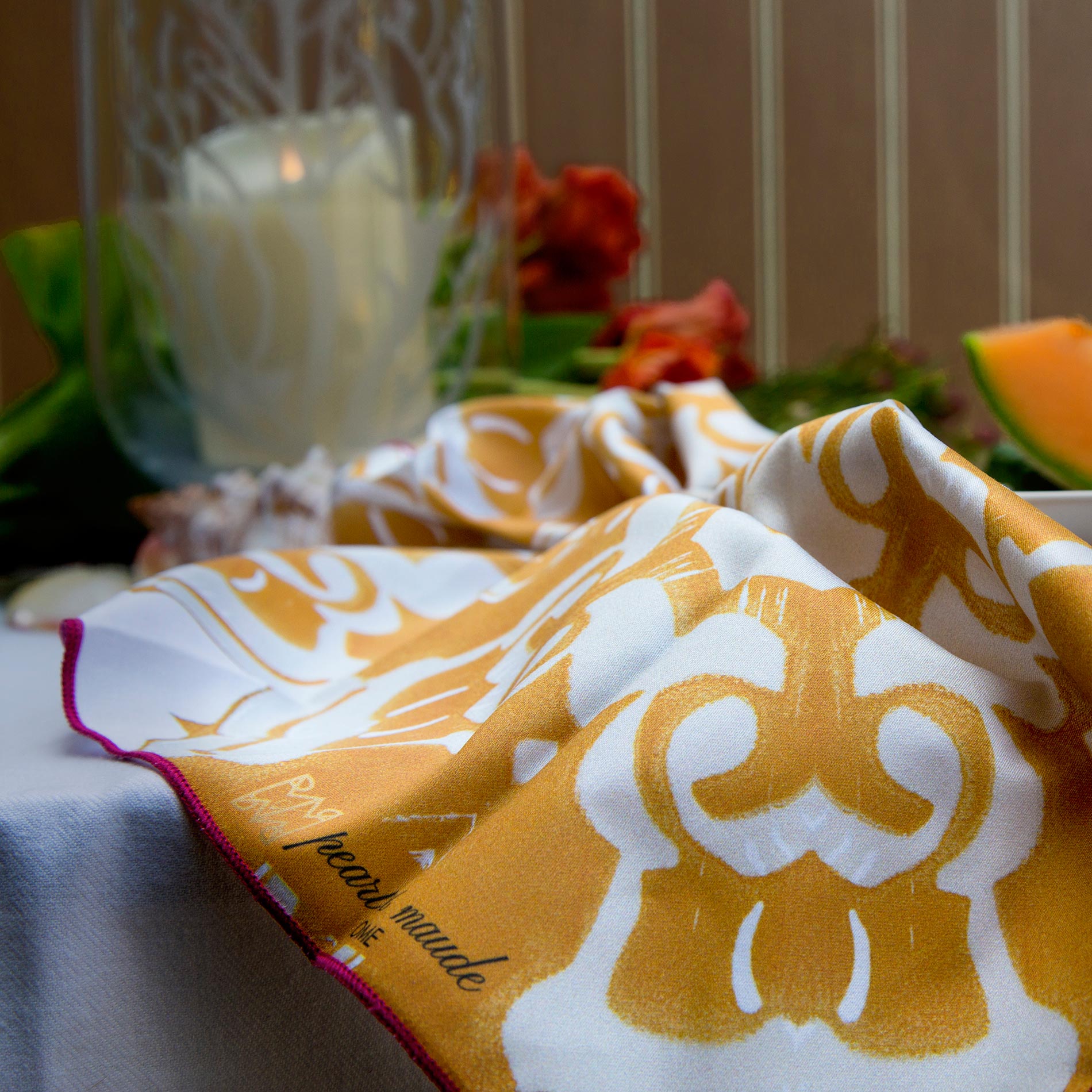 Alexandria Cloth Cocktail Napkins in Saffron Yellow - Pearl & Maude Home