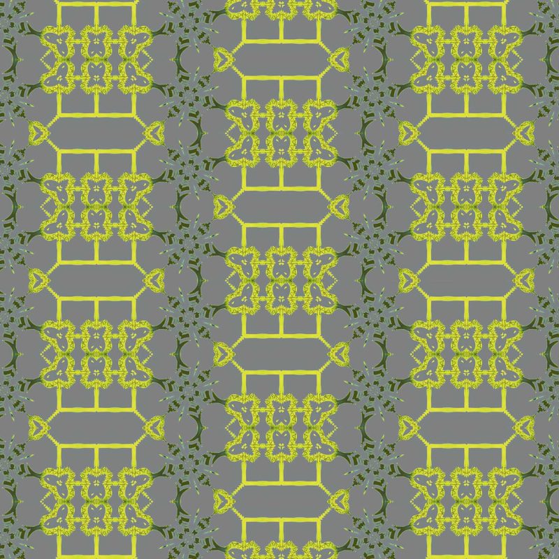Arachne is a yellow and gray home decor pattern. This trellis inspired design vibrates with life.