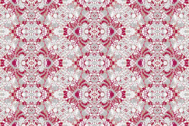 Pearl & Maude's abstract floral Carmen wallpaper in berry pink and grey