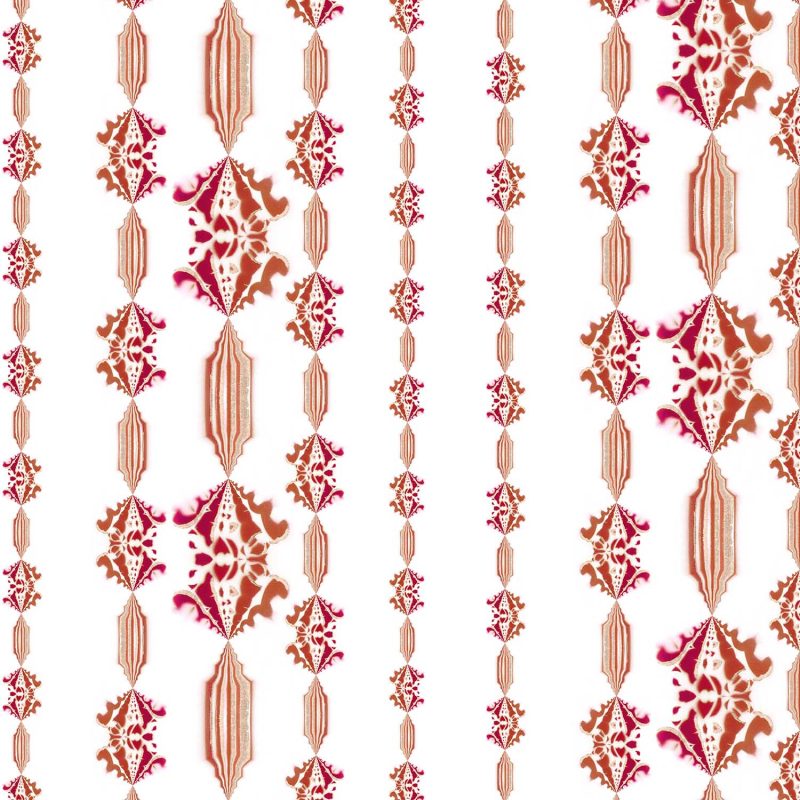 Charlie red and white striped floral fabric by pearl and maude